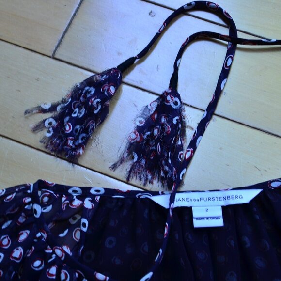 Diane Von Furstenberg Saylor Silk Georgette Blouse Size 2 - Picture 4 of 11